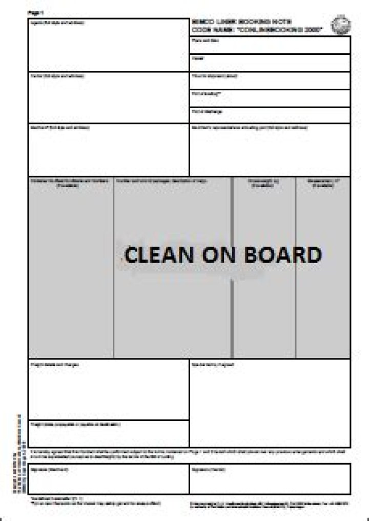 Clean on board bill of lading
