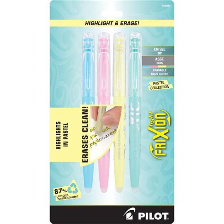 How are pilot Frixion light pastel highlighters erasable?