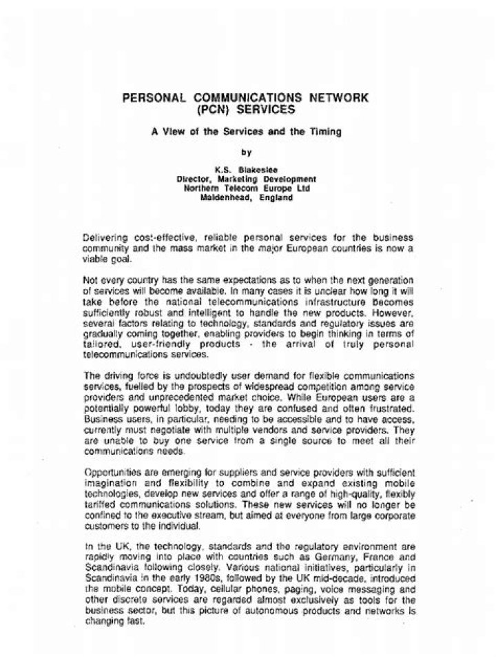 Personal communications network (PCN) - How To Discuss