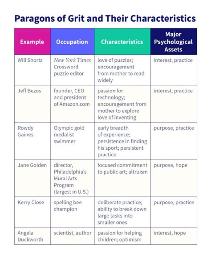 What are the four psychological assets that grit paragons have