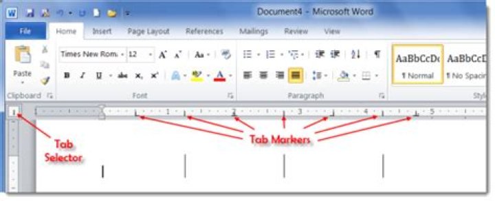 What is the tab selector in Word