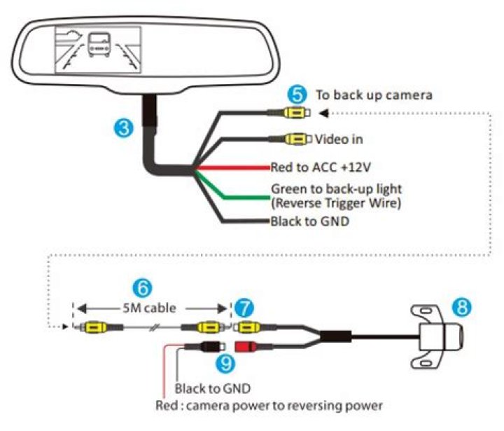 What is the wiring diagram for a rear view mirror?