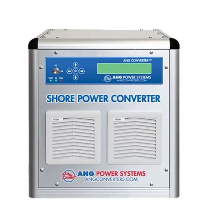 What kind of power does a 25 kW shore power converter take?