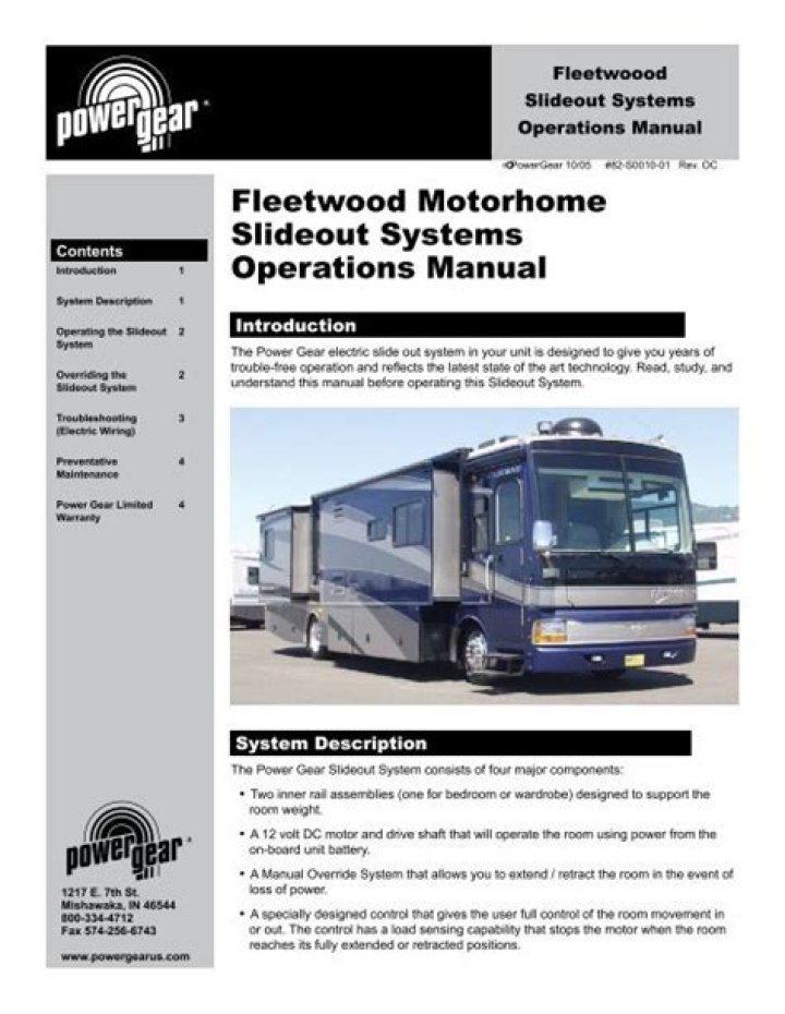 When do Fleetwood RV parts manuals come out?